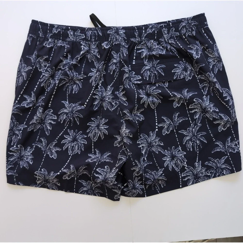 Onia The Calder Swim Trunks Mens XL Navy Blue Sketch Palm Tree Luxury